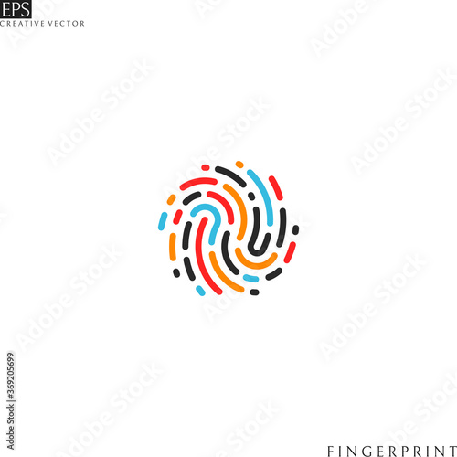 Colorful fingerprint. Isolated icon on white background. Creative design 
