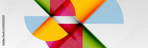 Free Download Bright color circles, abstract round shapes and triangles composition with shadow effects. Vector modern geometric design template - GFXLoad
