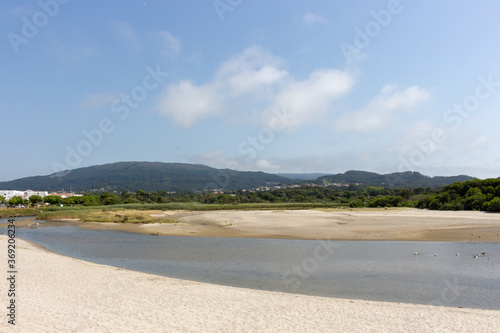 Mouth of the   ncora River and its estuary in Vila Praia de Ancora  Portugal.