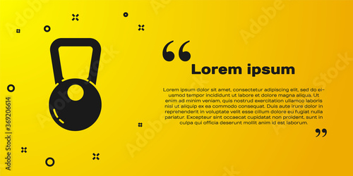 Black Kettlebell icon isolated on yellow background. Sport equipment. Vector Illustration.
