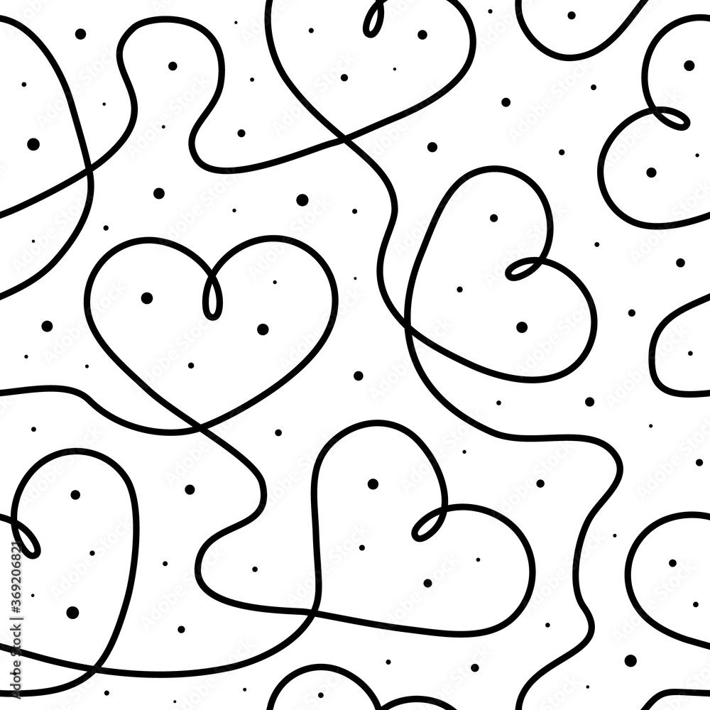 Elegant continuous hearts. Outlined gold heart seamless pattern ...
