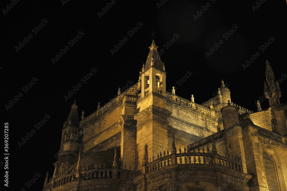 Seville Cathedral late at night. Spain
