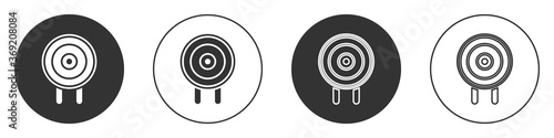 Black Target sport icon isolated on white background. Clean target with numbers for shooting range or shooting. Circle button. Vector Illustration.