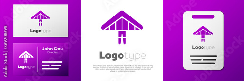 Logotype Hang glider icon isolated on white background. Extreme sport. Logo design template element. Vector Illustration.