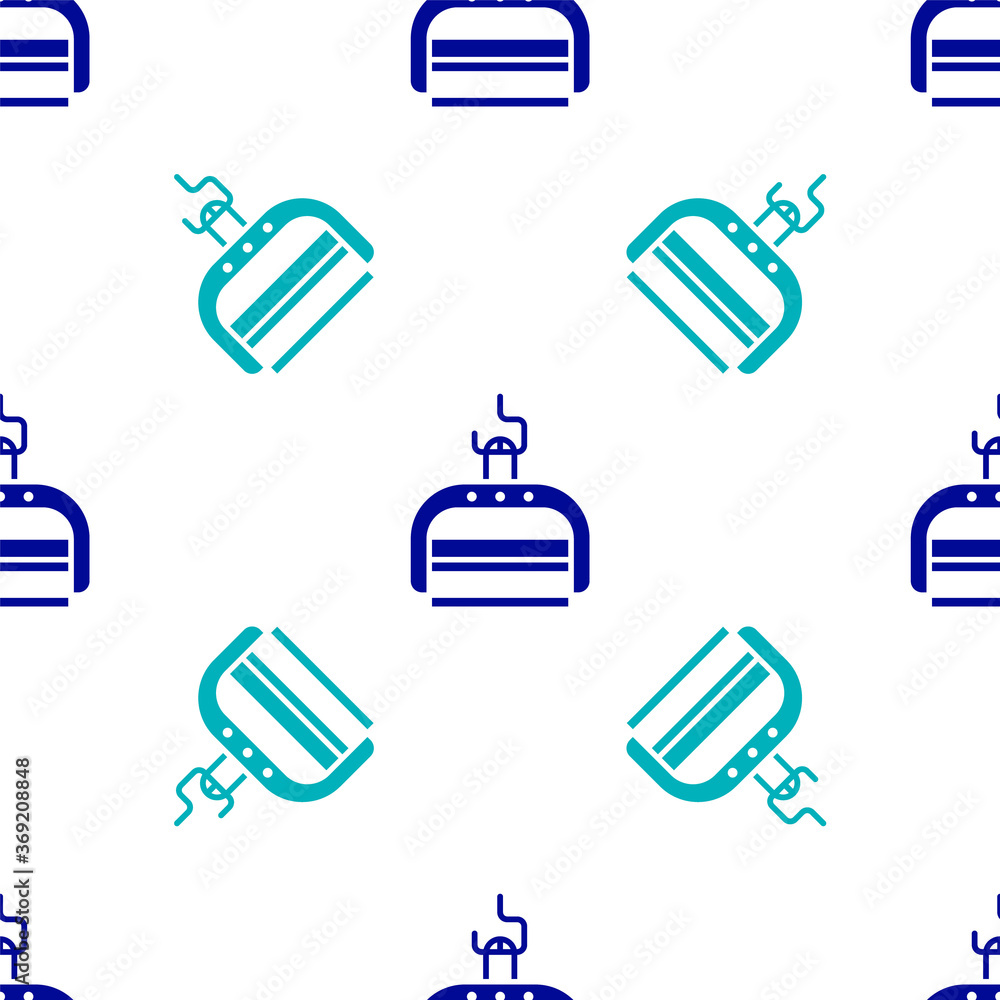 Blue Ski lift icon isolated seamless pattern on white background. Vector Illustration. Blue Ski lift icon isolated seamless pattern on white background. Vector Illustration.