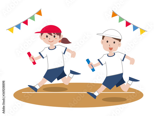 体育祭　運動会　リレー