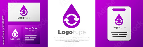 Logotype Recycle clean aqua icon isolated on white background. Drop of water with sign recycling. Logo design template element. Vector Illustration.