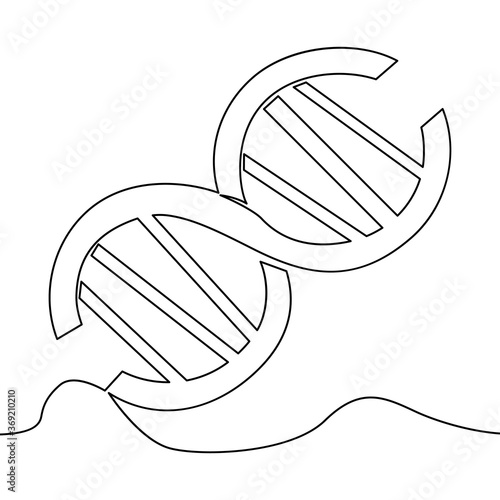 Continuous line drawing biotechnology DNA concept