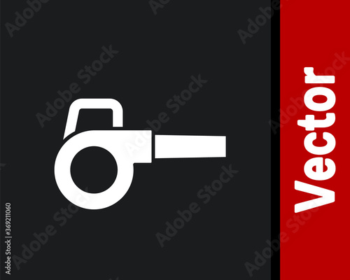 White Leaf garden blower icon isolated on black background. Vector Illustration.