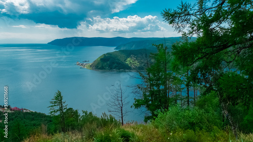 Hilltop view of Baikal lake. 