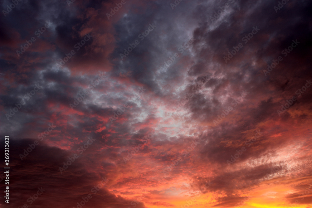 Sun set with dark clouds