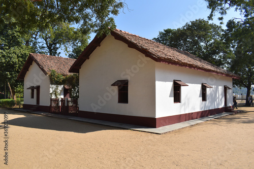 Canvastavla Mahatma Gandhi’s house at Sabarmati Ashram also known as Gandhi Ashram, Ahmedaba