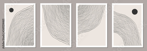Trendy set of abstract creative minimal artistic hand sketched compositions