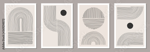 Trendy set of abstract creative minimal artistic hand sketched compositions