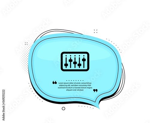 DJ controller icon. Quote speech bubble. Music sound sign. Musical device symbol. Quotation marks. Classic dJ controller icon. Vector