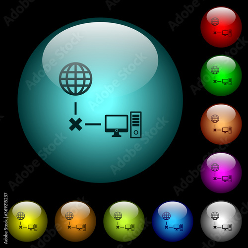 Offline computer icons in color illuminated glass buttons