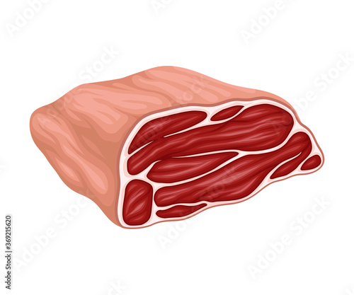 Beef or Pork Slab as Meat Product Vector Illustration
