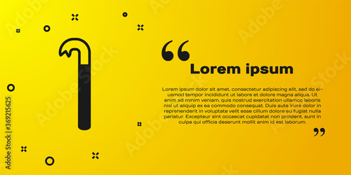 Black Crowbar icon isolated on yellow background. Vector Illustration.