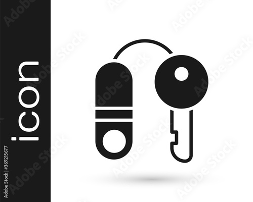 Grey House with key icon isolated on white background. The concept of the house turnkey. Vector Illustration.