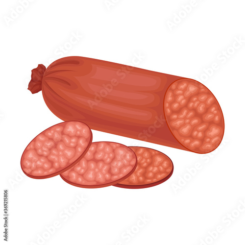 Salami or Sausage as Meat Product Vector Illustration