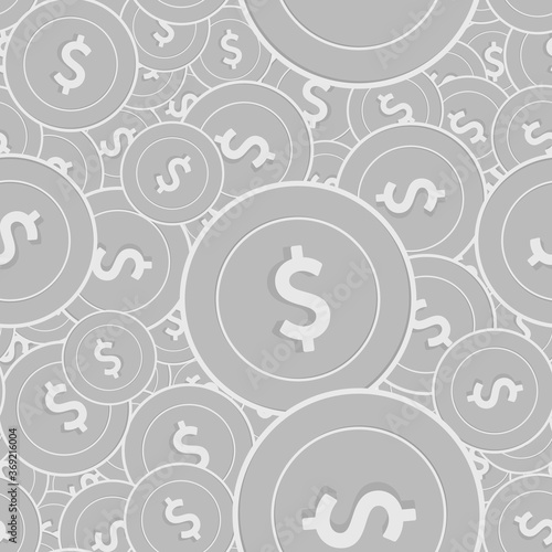 American dollar silver coins seamless pattern. Cla