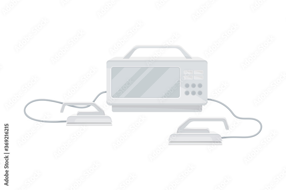 Obraz premium Defibrillator as Life Saving Device with Monitor Vector Illustration