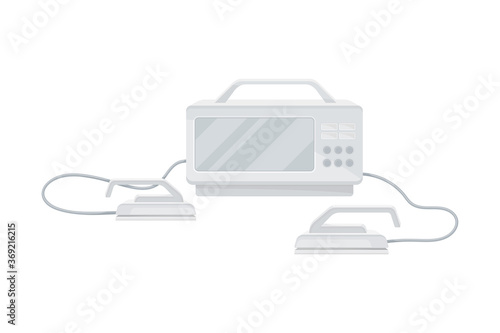 Defibrillator as Life Saving Device with Monitor Vector Illustration