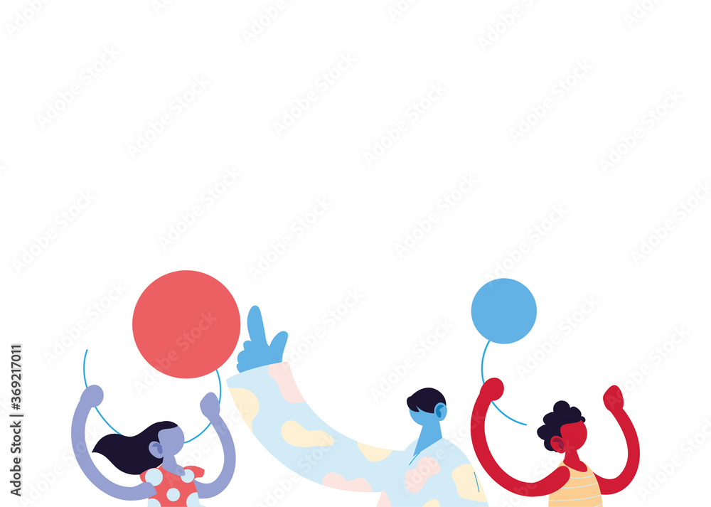 Father son and daughter cartoon with balloons vector design Father son and daughter cartoon with balloons vector design