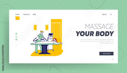Lpg Massage Beauty Spa Procedure Landing Page Template. Female Character Applying Treatment in Cosmetology Clinic