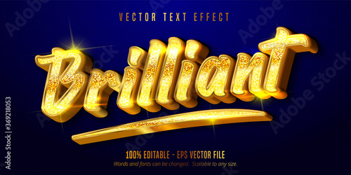 Golden text effect, editable brilliant text and shiny gold text style