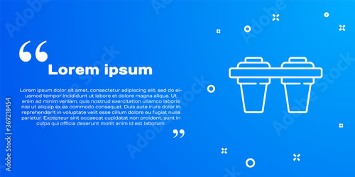 White line Water filter icon isolated on blue background. System for filtration of water. Reverse osmosis system. Vector Illustration.