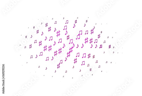 Light Pink vector background with music symbols.