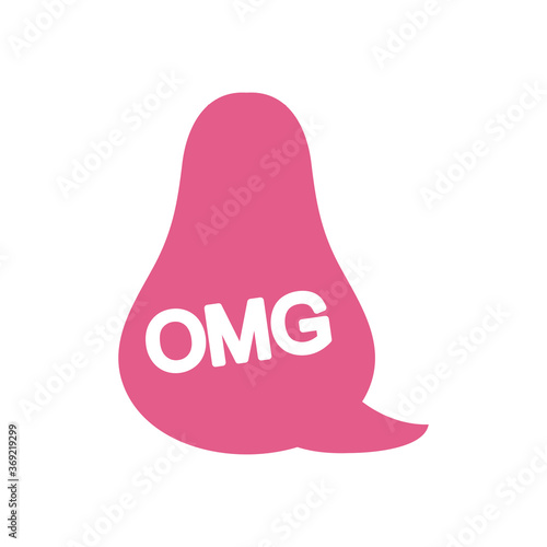 slang bubbles concept, speech bubble with omg word, line fill style