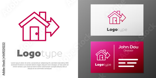Logotype line Sale house icon isolated on white background. Buy house concept. Home loan concept, rent, buying a property. Logo design template element. Vector Illustration.