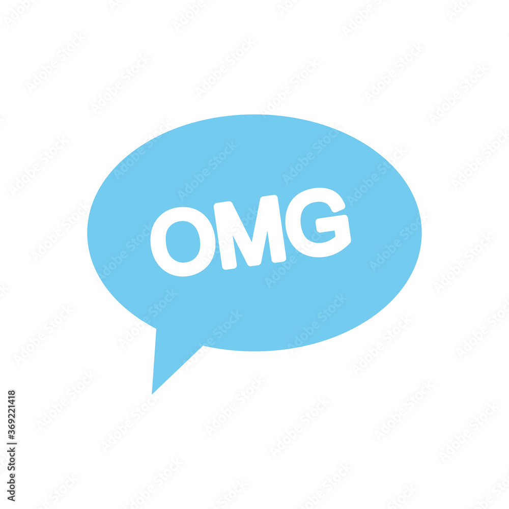 slang bubble concept, blue speech bubble with omg word, line fill style slang bubble concept, blue speech bubble with omg word, line fill style