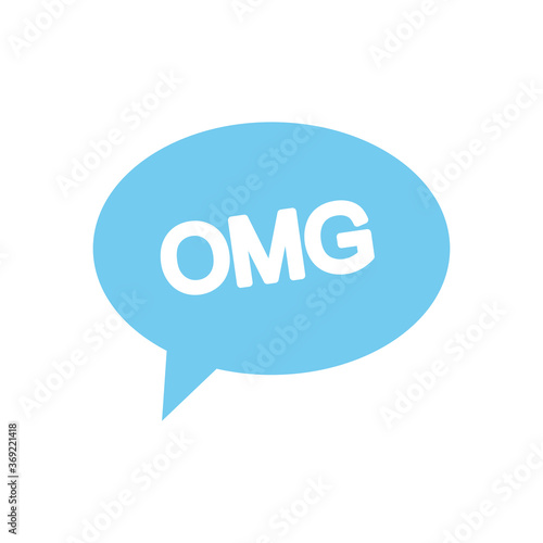 slang bubble concept, blue speech bubble with omg word, line fill style