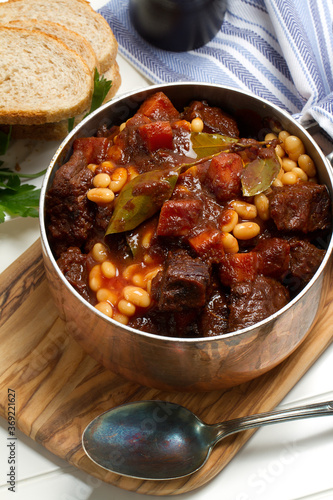 Homemade beef and white beans stew