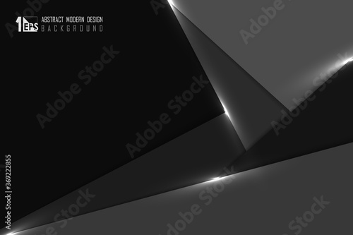 Abstract black and grey tech design with white glow glitters background. illustration vector eps10