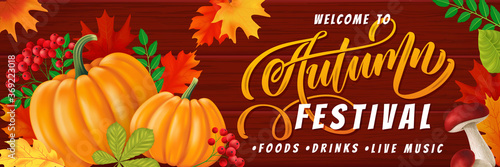 Autumn background, red and yellow leaves frame.  Vector illustration EPS10.