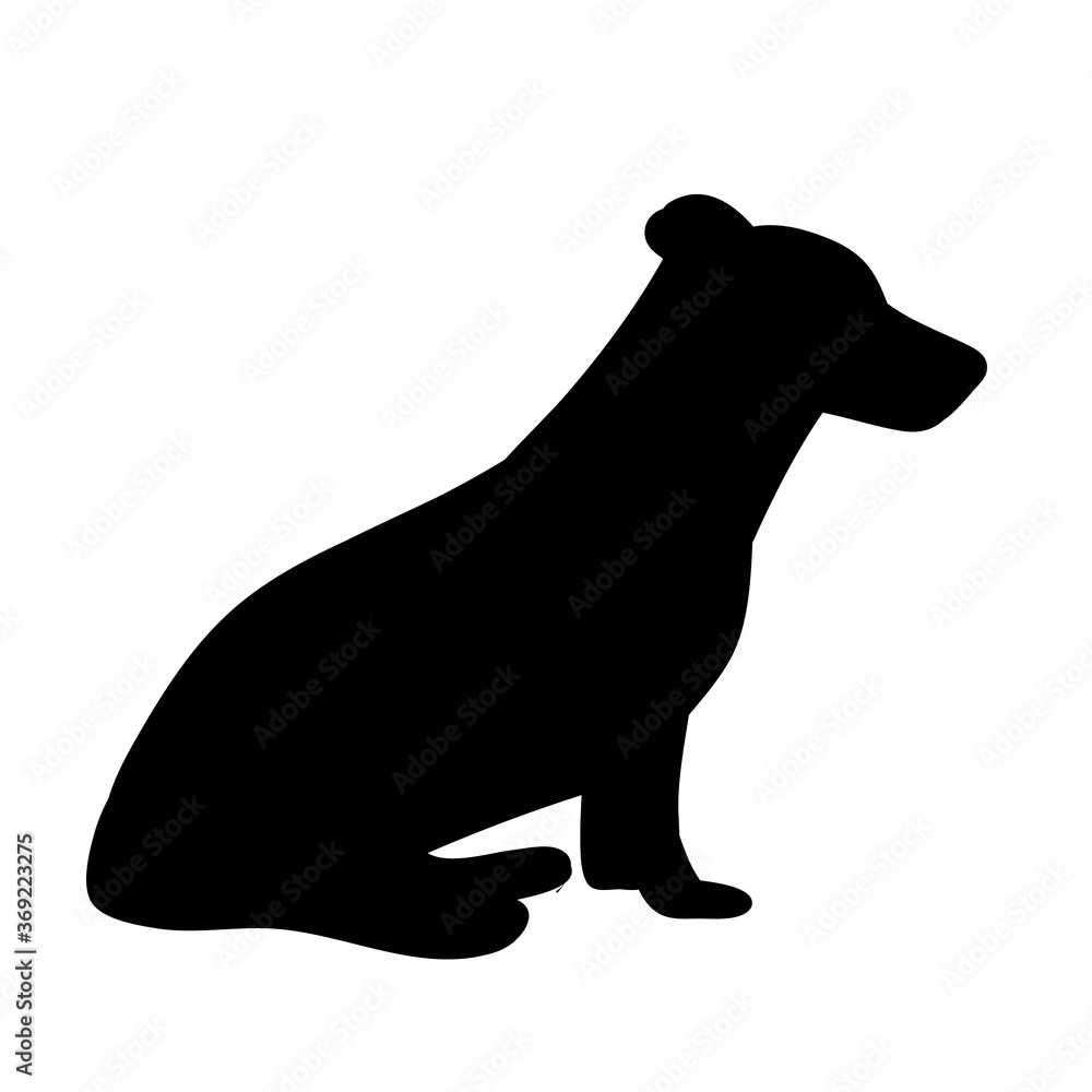 vector, isolated, black silhouette of a small dog