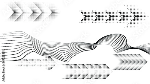 Abstract Hipster Linear halftone dots Background with arrow design elements . Vector 