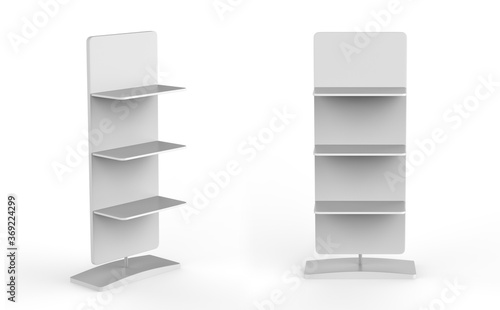 Display stand  retail display stand for product   display stands isolated on white background. 3d illustration