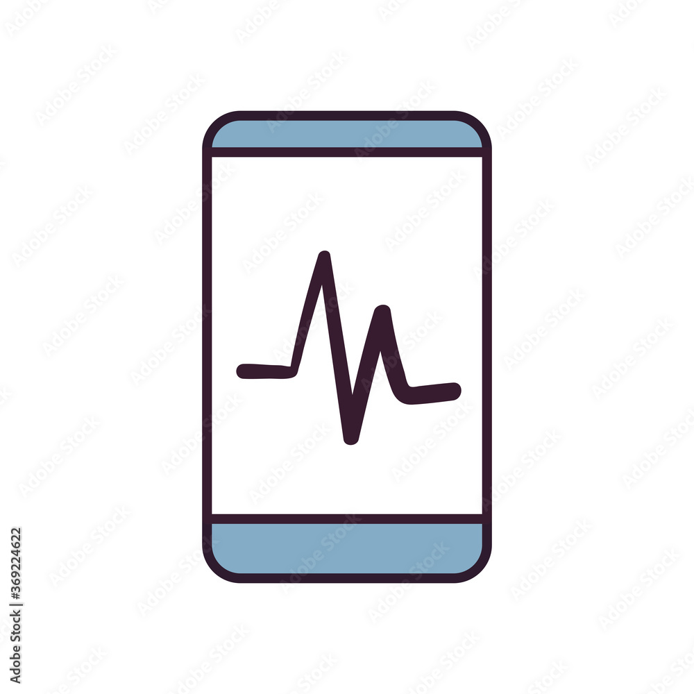 smartphone with pulse line and fill style icon vector design smartphone with pulse line and fill style icon vector design