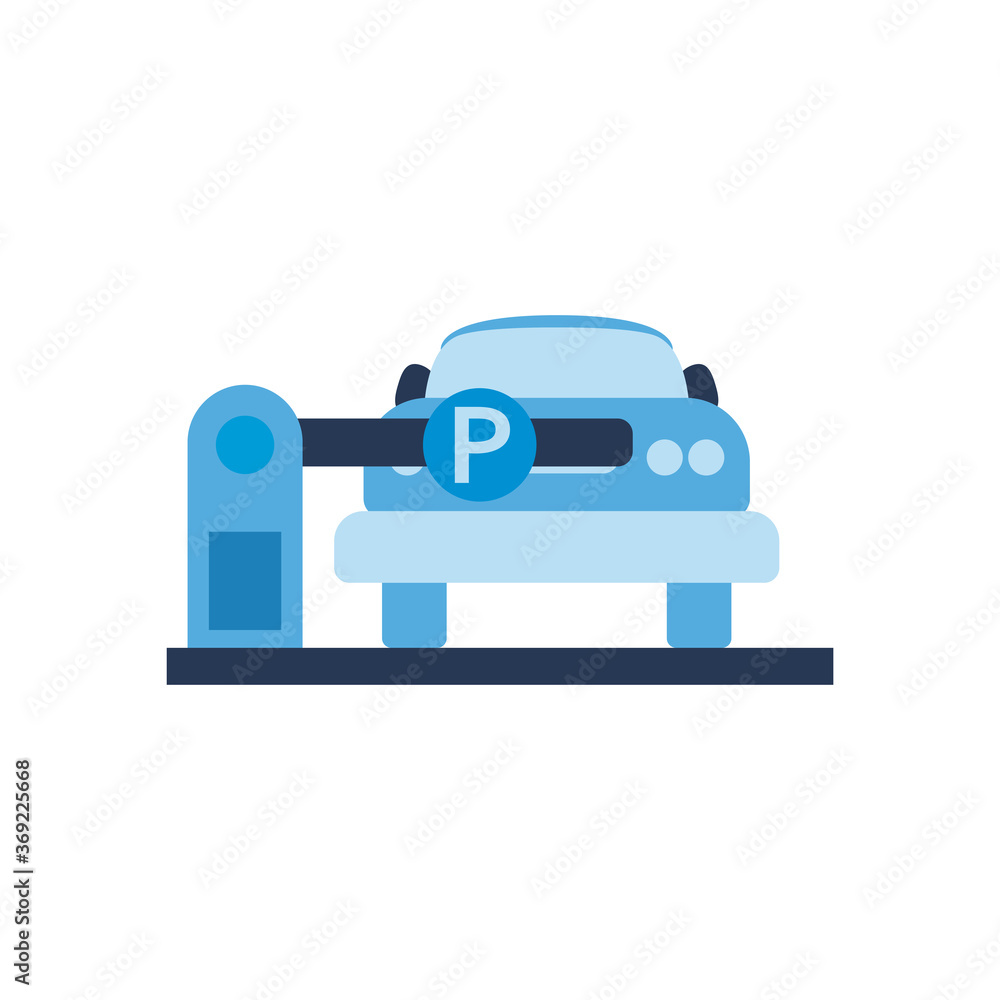 car behind parking gate flat style icon vector design