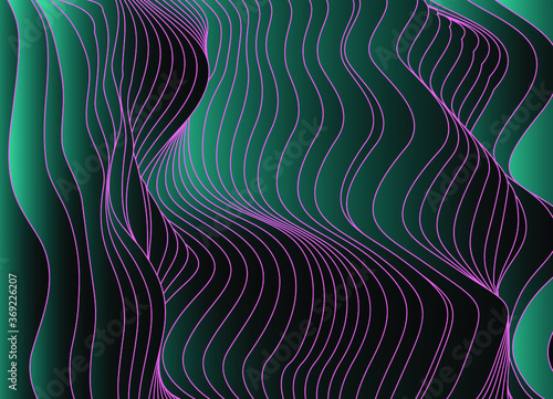 Abstract technology background with warped and distorted lines.