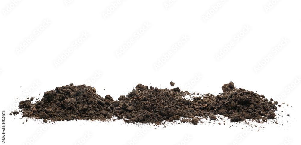 Dirt, soil pile isolated on white background Dirt, soil pile isolated on white background