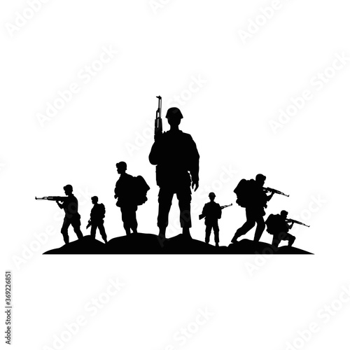 group of soldiers military silhouettes figures photo