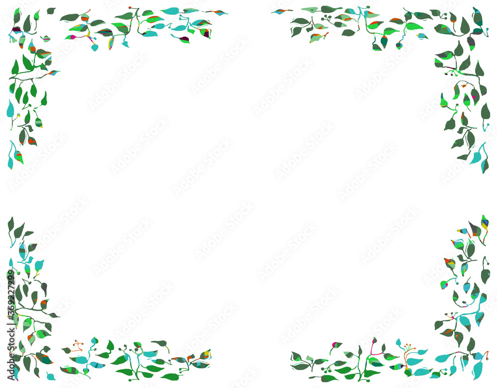 Illustration decorated Iluustration frame for invitation or annoucement with green leaves design Illustration decorated Iluustration frame for invitation or annoucement with green leaves design