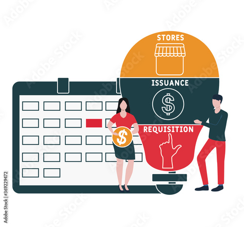Flat design with people. SIR - Stores Issuance Requisition. business concept.Vector illustration for website banner, marketing materials, business presentation, online advertising.