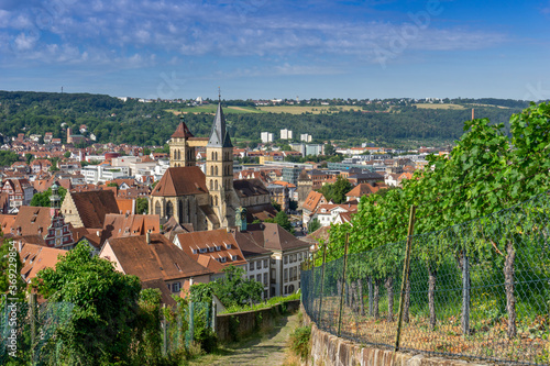 high anlge view of the beautiful old town of Esslingen am Neckar